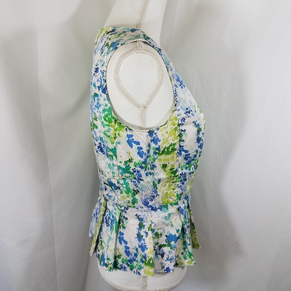 Ann Taylor Blue and Green Peplum Sleeveless Top 8 - Picture 2 of 12